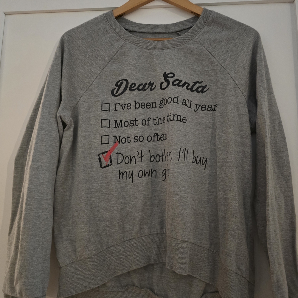 Gray Women's Sweatshirt with Santa Print